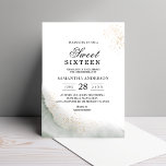 Invitation Aquarelle Abstraite Traits de Pinceau Verts & Or<br><div class="desc">Célébrez ses 16 ans dans un style sophistiqué avec cette invitation d'anniversaire élégante et moderne. Caractérisé par des traits de pinceau verts aquarelle doux associés à des éclaboussures d'or scintillant, ce design est à la fois frais et intemporel. Une belle typographie met en valeur le nom de la fille qui...</div>