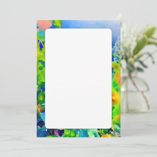 Invitation Aquarelle abstraite vierge double face (Debout devant)