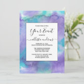 Invitation Aquarelle Abstraite violet violet violet vert Turq (Debout devant)