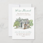 Invitation Aquarelle Accueil Annonces de déménagement (Devant)