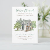 Invitation Aquarelle Accueil Annonces de déménagement (Debout devant)