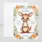 Invitation Aquarelle Adorable Baby shower Kangaroo (Devant / Derrière)