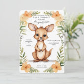 Invitation Aquarelle Adorable Baby shower Kangaroo (Debout devant)