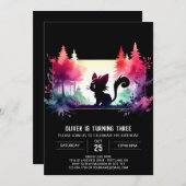 Invitation Aquarelle adorable Chat Anniversaire (Devant / Derrière)