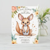 Invitation Aquarelle adorable Petit Baby shower Kangaroo (Debout devant)