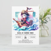 Invitation Aquarelle Adorable Pirate Anniversaire (Debout devant)