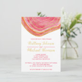 Invitation Aquarelle Agate dans le Mariage Accent Or Rouge (Debout devant)