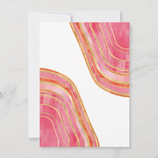 Invitation Aquarelle Agate dans le Mariage Accent Or Rouge (Dos)