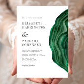 Invitation Aquarelle Agate Mariage vert émeraude