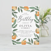 Invitation Aquarelle agrumes jardin fleuri anniversaire de en (Debout devant)