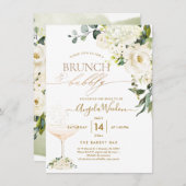 Invitation Aquarelle Albâtre Roses Brunch Bubbly (Devant / Derrière)