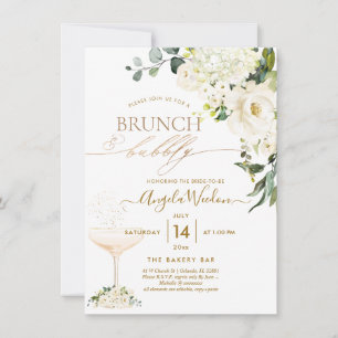Invitation Aquarelle Albâtre Roses Brunch Bubbly