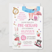 Invitation Aquarelle Alice dans l'Onederland Premier annivers (Devant)