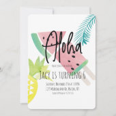 Invitation Aquarelle Aloha Pastèque Ananas Tropical (Devant)
