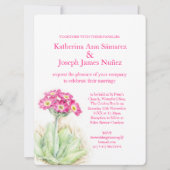 Invitation Aquarelle alpine rose mariage vertical rose (Dos)