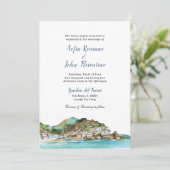 Invitation Aquarelle Amalfi Coast Italie Skyline mariage (Debout devant)