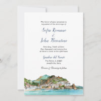 Aquarelle Amalfi Coast Italie Skyline mariage
