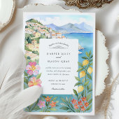 Invitation Aquarelle Amalfi Coast Lemon Blossoms Mariage