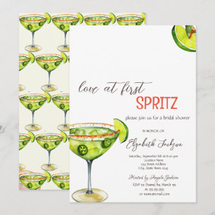 Invitation aquarelle Amour coup de foudre vert
