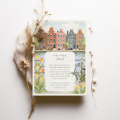 Invitation Aquarelle Amsterdam Canal Maisons & Tulips Mariage
