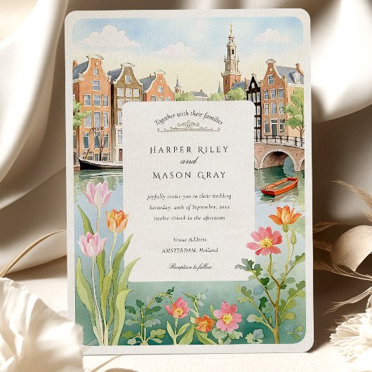 Invitation Aquarelle Amsterdam Holland Mariage