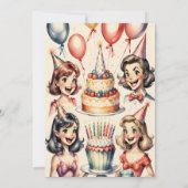 Invitation Aquarelle amusante bande dessinée scène d'annivers (Dos)