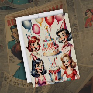 Invitation Aquarelle amusante bande dessinée scène d'annivers