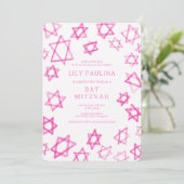 Invitation Aquarelle amusante rose étoile de David Bar Bat mi (Debout devant)