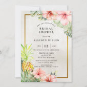 Invitation Aquarelle ananas Fête des mariées tropicale (Devant)