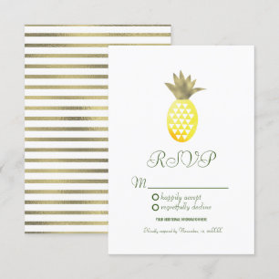 Invitation Aquarelle Ananas Géométrique Oasis Faux Feuille