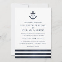 Aquarelle Ancre marine rayures Mariage océanique