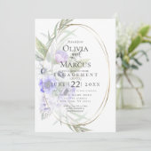 Invitation Aquarelle Anémone Violette Cadre Ovale Floral (Debout devant)