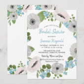 Invitation Aquarelle Anémones Florale Wreath | FÊTE DES MARIÉ (Devant / Derrière)