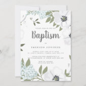 Invitation Aquarelle Anéone Baptême Bleu (Devant)