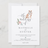 Invitation Aquarelle Anglais Bulldog Pet & Rose Florale (Devant)