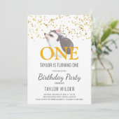 Invitation Aquarelle animale boisée 1er anniversaire Invitati (Debout devant)