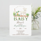 Invitation Aquarelle Animaux de ferme Baby shower mouton (Debout devant)