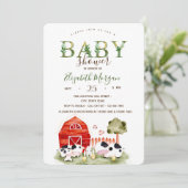 Invitation Aquarelle Animaux de ferme Vaches Poulets Baby sho (Debout devant)