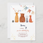 Invitation Aquarelle Animaux de la forêt sauvage anniversaire (Devant)