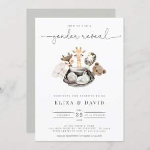 Invitation Aquarelle Animaux Faux Moderne Or Genre Revela
