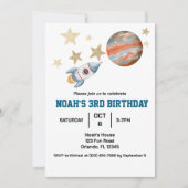 Invitation Aquarelle Anniversaire de enfant de l'espace extra (Devant)