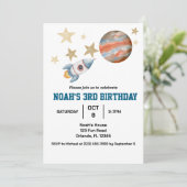 Invitation Aquarelle Anniversaire de enfant de l'espace extra (Debout devant)