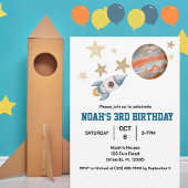 Invitation Aquarelle Anniversaire de enfant de l'espace extra
