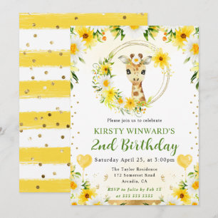 Invitation Aquarelle Anniversaire Enfants Girafe Jungle Migno