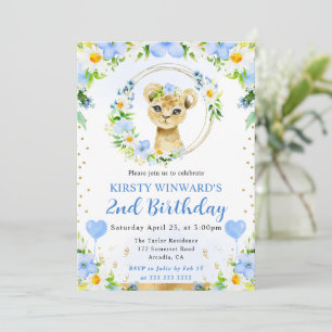 Invitation Aquarelle Anniversaire Enfants Lion Mignon Jungle