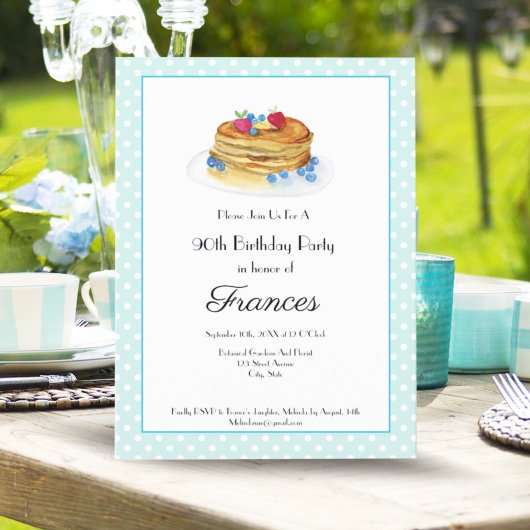 Invitation Aquarelle Anniversaire Pancake Brunch Party