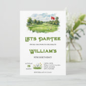 Invitation Aquarelle Anniversaire Parcours de Golf Par-Tee (Debout devant)
