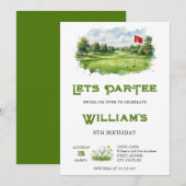 Invitation Aquarelle Anniversaire Parcours de Golf Par-Tee (Devant / Derrière)