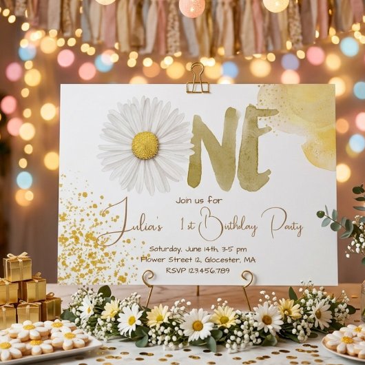 Invitation Aquarelle anniversaire premier daisy