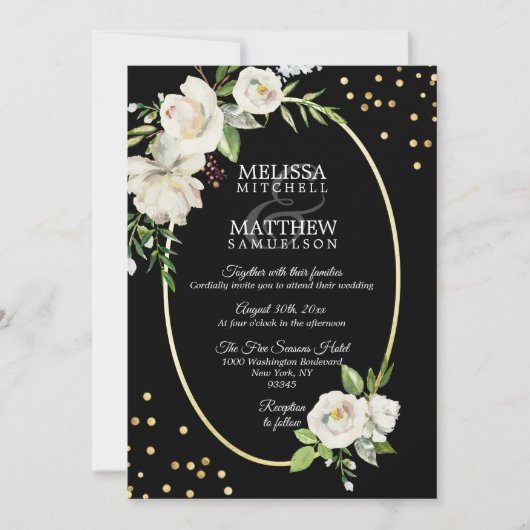 Invitation Aquarelle Antique Blanc Floral MARIAGE (Devant)